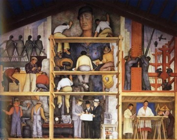  rivera Pintura - la realización de un fresco que muestra la construcción de una ciudad 1931 Diego Rivera